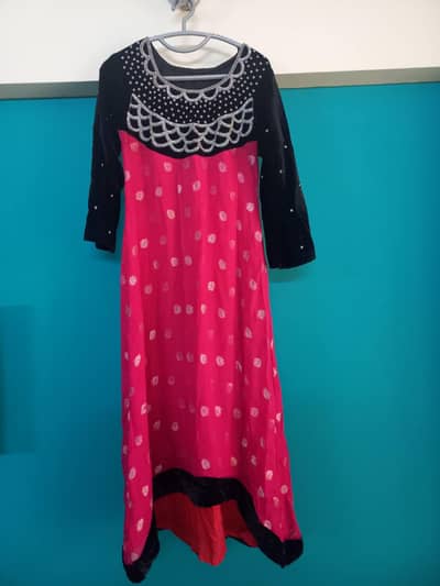 Red maxi with black  welvet work