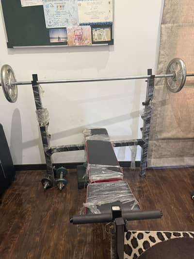 5 in 1 multi exercise adjustable chest bench with dumbels