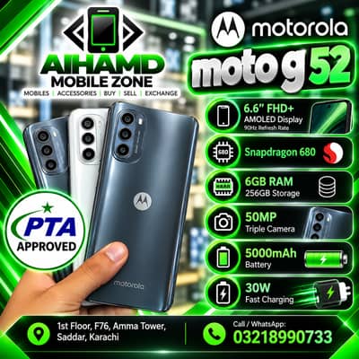 Motorola G52 - 6GB & 256GB - PTA Approved - AMOLED Display