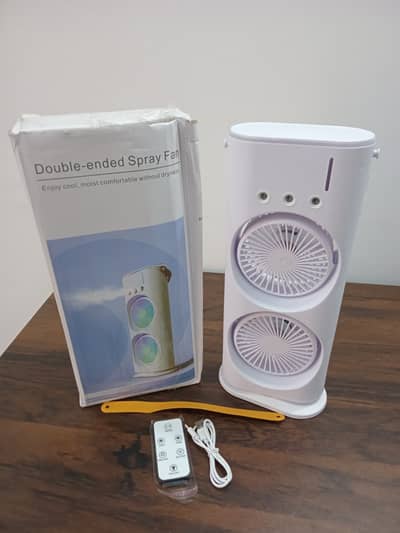 Dual Fans Mist Spray Cooling Fan 15 Inch Rechargeable Rotateable Fans