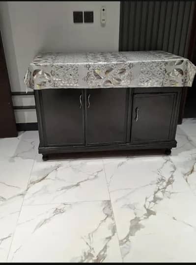 Wooden sideboard  Cabinet  Black polish _ 3 Doors Storage