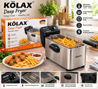 Kolax Electric Deep Fryer 2000W – 3.0L Stainless Steel Fryer