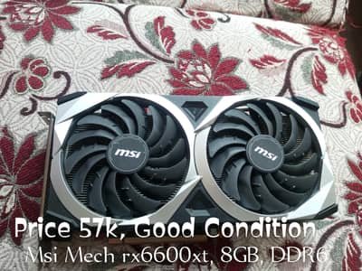 MSI Mech rx 6600 xt, amd, 8GB, DDR6, graphics card, Good Condition