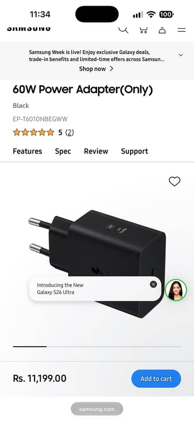 Samsung 60w super fast charge 3.0 charger