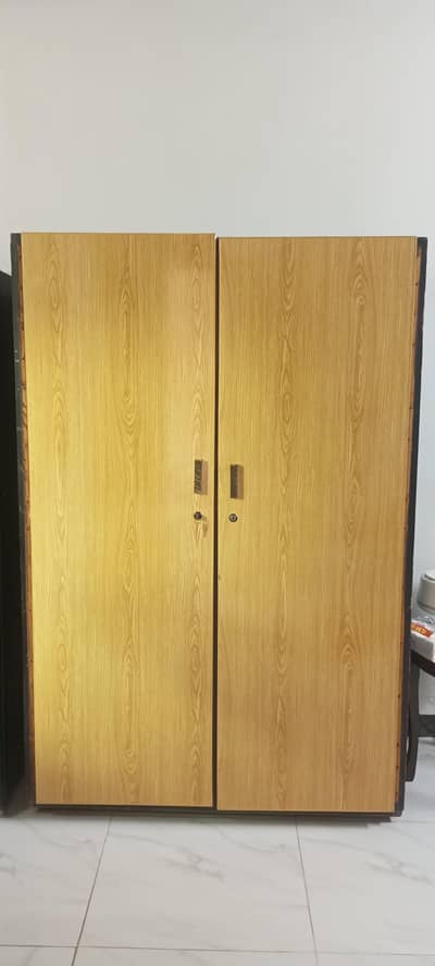 Wooden almari 2 door with wheels