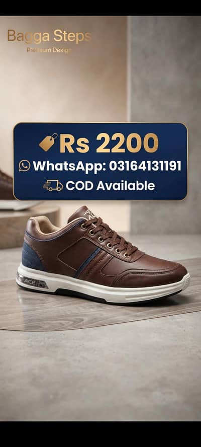ACE Premium Leather Sneaker Grey - Rs 2200 - COD Lahore