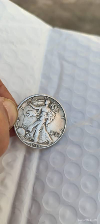 USA 1918 WALKING LIBERTY HALF DOLLAR ANTIQUE COIN, OLD COIN, RARE COIN