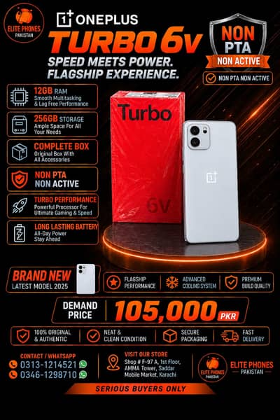 Oneplus turbo 6V | 12GB 256GB | non PTA non active | best price in pak