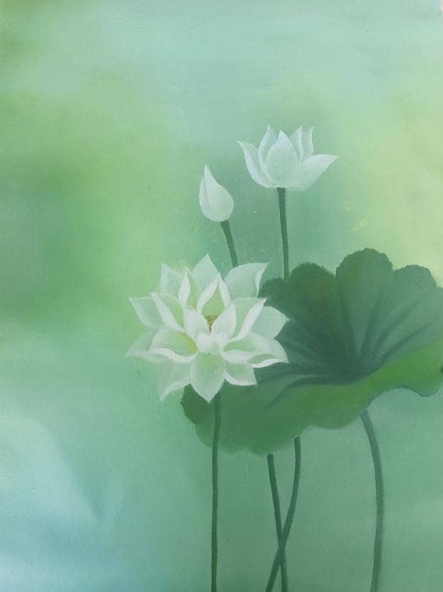 Elegant White Lotus Flower - Paintings - 1120783554