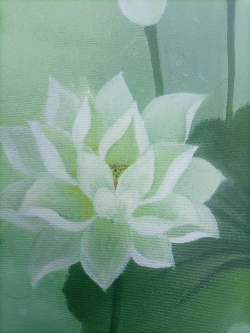 Elegant White Lotus Flower - Paintings - 1120783554