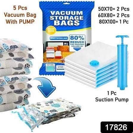 Vacuum Storage Bags with Hand Pump | Reusable Space Saver Compression Bags for Clothes, Blankets, Quilts, Bedding and Pillows | Airtight Seal Travel Storage Bags for Wardrobe Organization, Moving and Home Storage