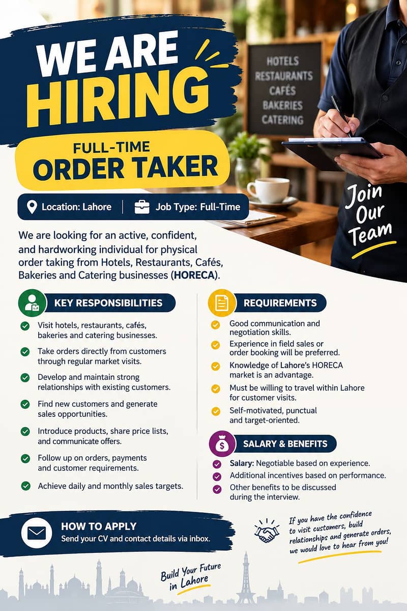 Order taker required 0