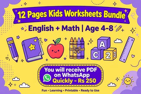 12 kids worksheets you will receive pdf on whatsapp quickly