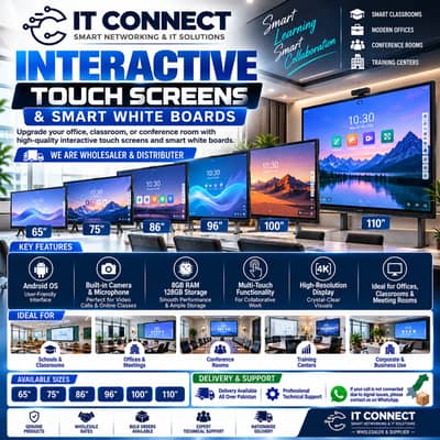 Interactive Touch Screen | Smart Board | 65", 75", 86", 96", 100", 110
