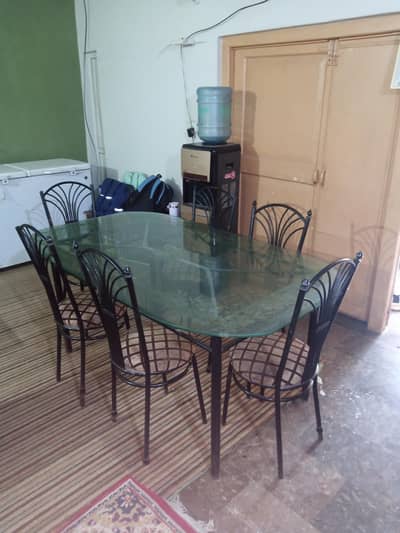 black dinning table set with 6 chairs