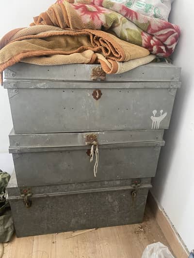3 Heavy weight steel peti trunk for sale