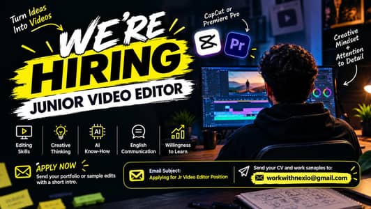 We are hiring junior Video Editors in Dgkhan (office based)