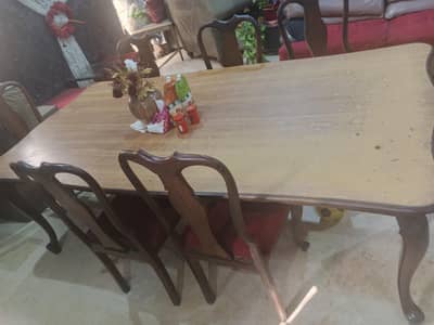 Wooden 6-Seater Dining Table with Chairs for Sale