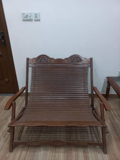 Antique Wooden Sofa / Traditional Wooden Bench with Carved Design