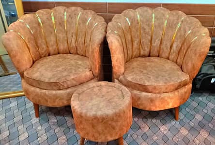Velvet Sofa Set With Matching Stool