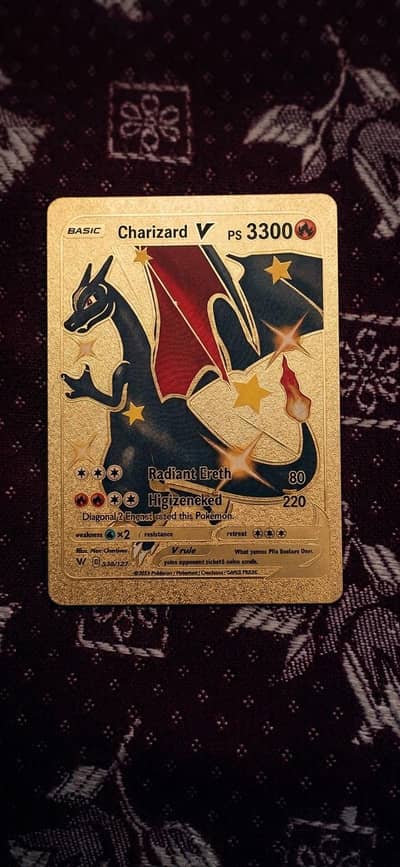 Charizard V Gold Metal Pokémon card