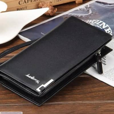Men's black leather wallet with 6 layer secure storage with free deli