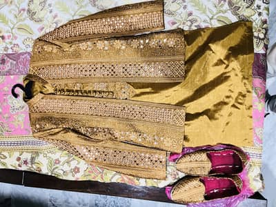 2 Piece Mehndi dress Waiskot + suit + shoes
