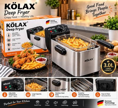 Kolax Electric Deep Fryer 2000W – 3.0L Stainless Steel Fryer