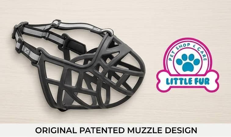 Adjustable Dog Muzzle – Black Basket-Style Muzzle with Reflective Straps for Dogs, Comfortable Pet Safety Gear