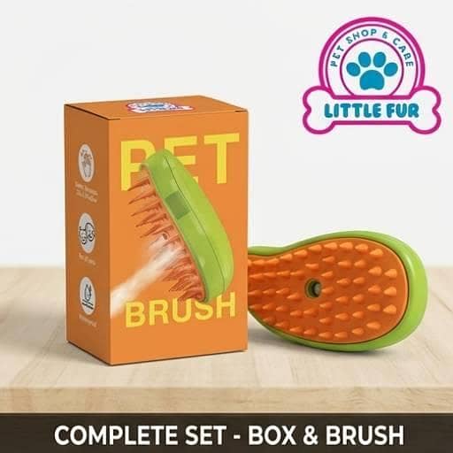 Pet Grooming Brush for Dogs & Cats – Green & Orange Massage Brush with Soft Bristles, Complete Set with Box