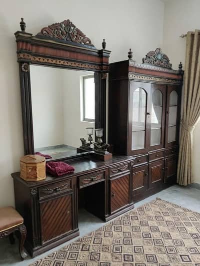 Complete Wooden Bedroom Set (Bed, Dressing & Showcase) - Urgent Sale