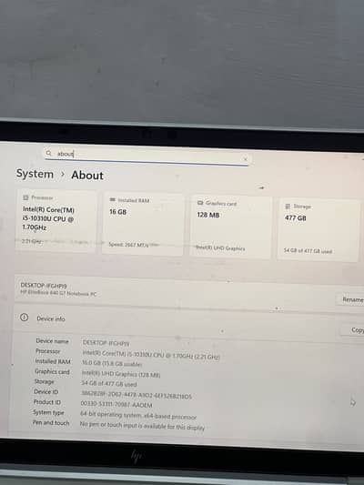 HP EliteBook : Intel Core i5 – 10th Generation