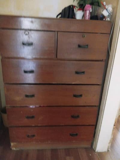 wooden 6 drawer wide draw