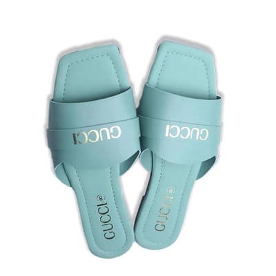Stylish Ladies Light Blue Rexine Slippers - Sizes 6, 7, 8, 9, 10, 11