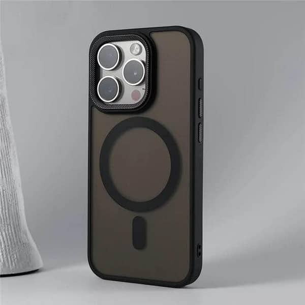 Desert Titanium Luxury Magsafe Case with Camera Lens Protection and Wireless Charging for iPhone 11 Pro Max through 16 Pro Max