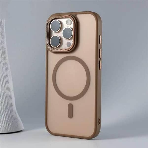 Luxury Matt Magesafe Case with Camera Lens Protection and Wireless Charging for iPhone 11 Pro Max to 17 Pro Max Desert Titanium Case