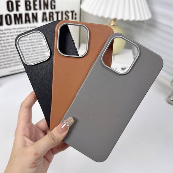 New Luxury Leather Case with Camera Lens Protection for iPhone 11 Pro Max, 11, 12, 13, 14, 15, 16, 17, 18 and Xs/X, Includes Magsafe Support in Desert Titanium, Black Titanium, Natural Titanium