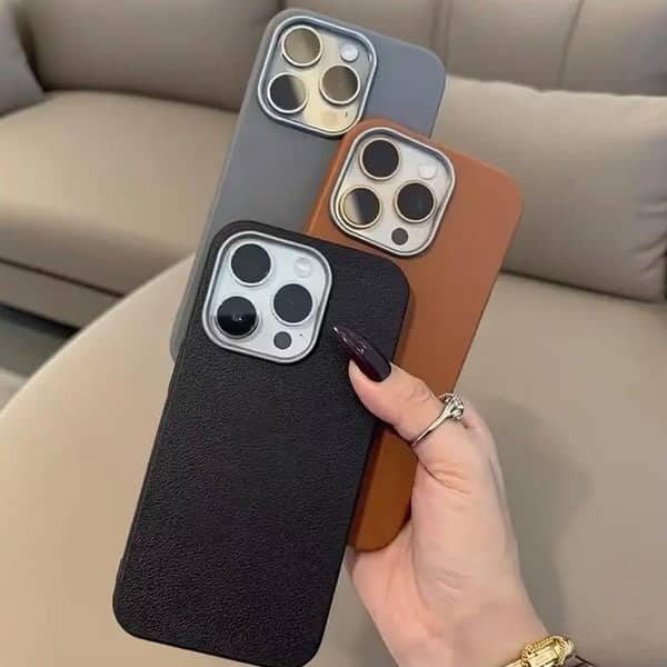 New Luxury Leather Case with Camera Lens Protection for iPhone 11 Pro Max, Xs Max, Xs/X, 12-18 Series – Desert Titanium, Black Titanium, Natural Titanium