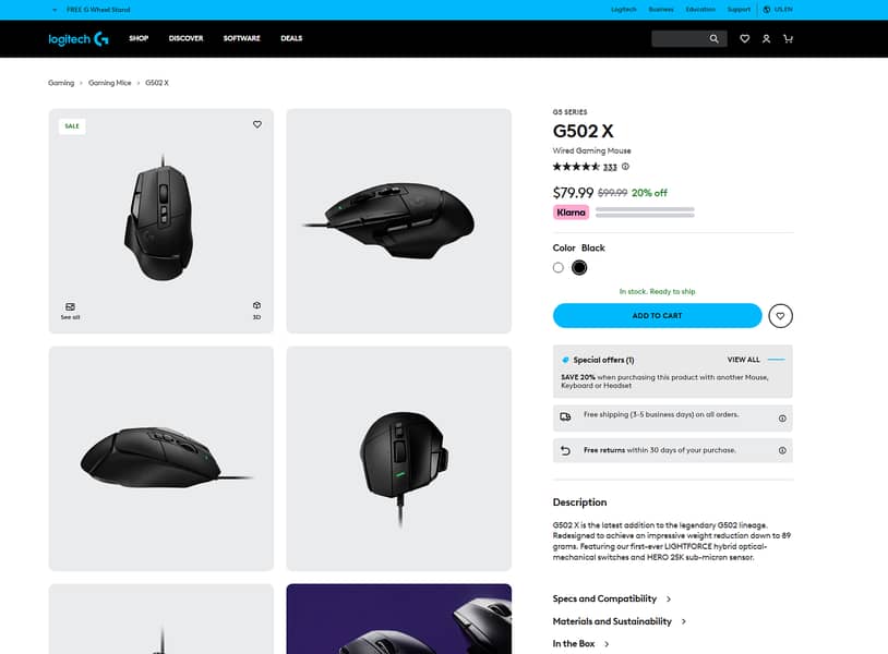Logitech G502X Wired 3