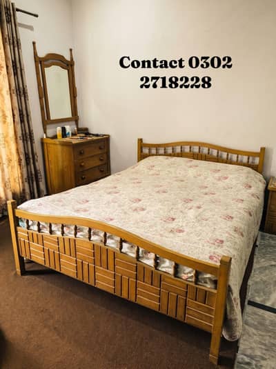 DOUBLE BED FOR SALE WOODEN with MATTRESS