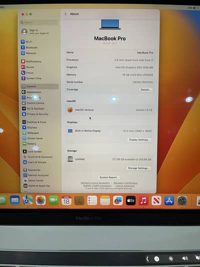 Macbook pro 2017 ci7