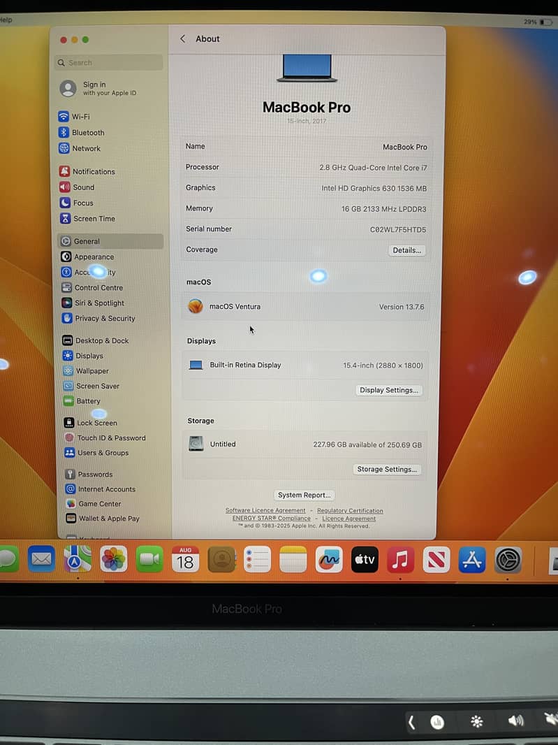 Macbook pro 2017 ci7 0