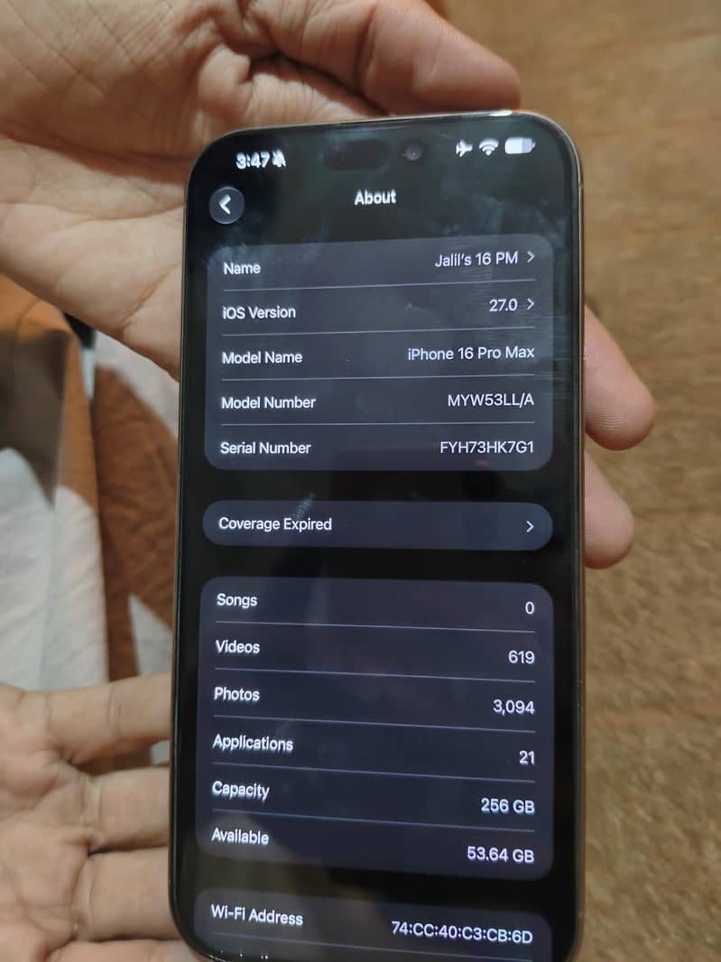 Apple iPhone 16 Pro Max JV 0
