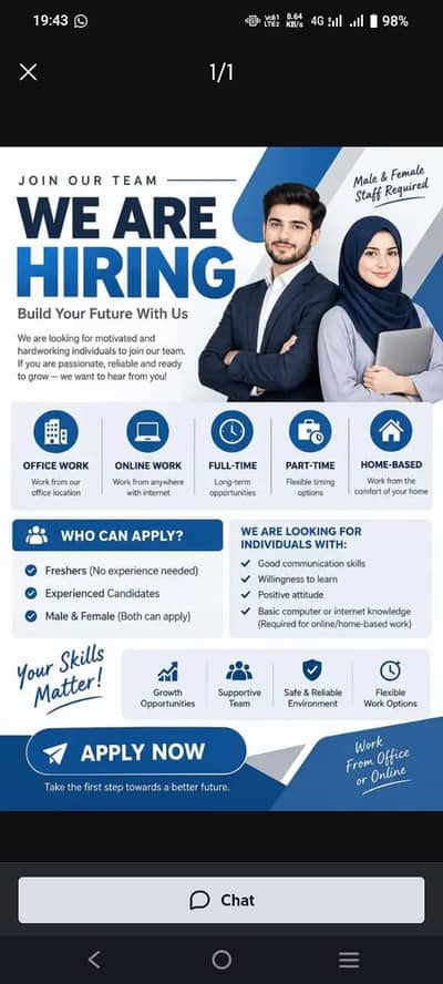 part time full time Office work home base job available