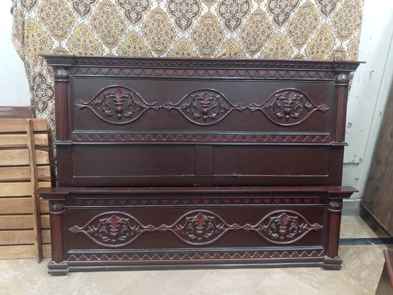 Solid Wooden King Size Bed Set with Side Table & Dressing Table 2