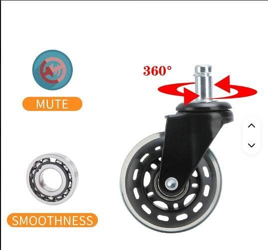 Heavy Duty Office Chair Caster Wheels - Premium Soft Polyurethane Rubber Replacement Wheels for Hardwood R6135