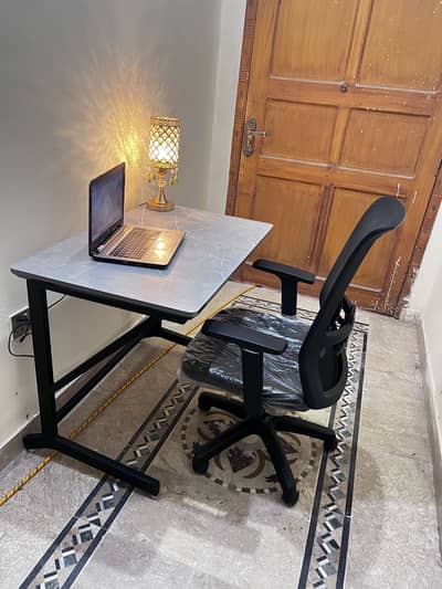 Brand New Office Chair & Marble Texture Study Table | Premium Quality