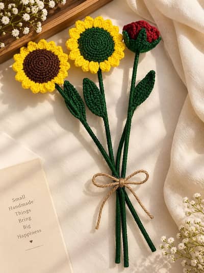 Handmade Crochet Flowers  | Beautiful Yarn Flowers