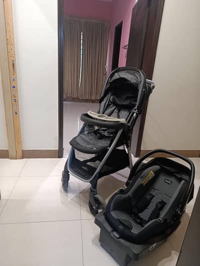 Company:Evenflow set of car seat and kids pram