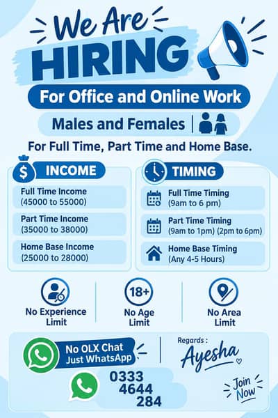 we are hiring staff   male and female for online and office work
